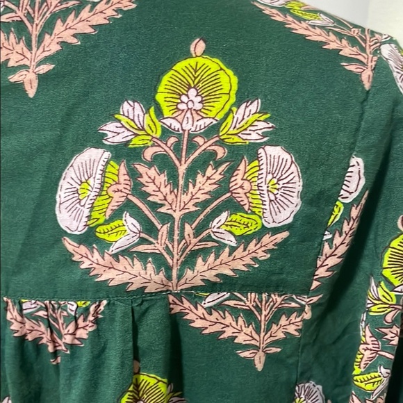 Pink Chicken Green and Gold V-Neck Mini Dress - Picture 5 of 11